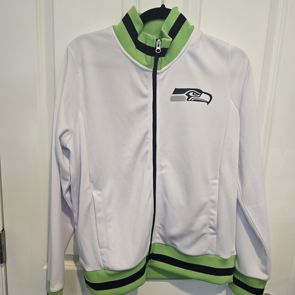 Seattle Seahawks Neon Green, Navy & White Women's Jacket. EUC. Size L